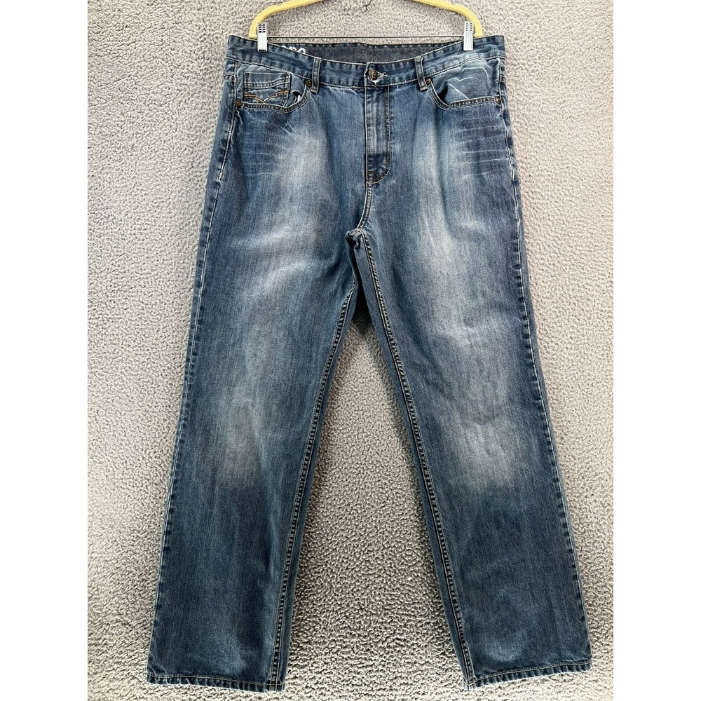 🔥 Ecko Unltd. Jeans Men's 40x32 Light Wash Embroidered Pockets Y2K Streetwear